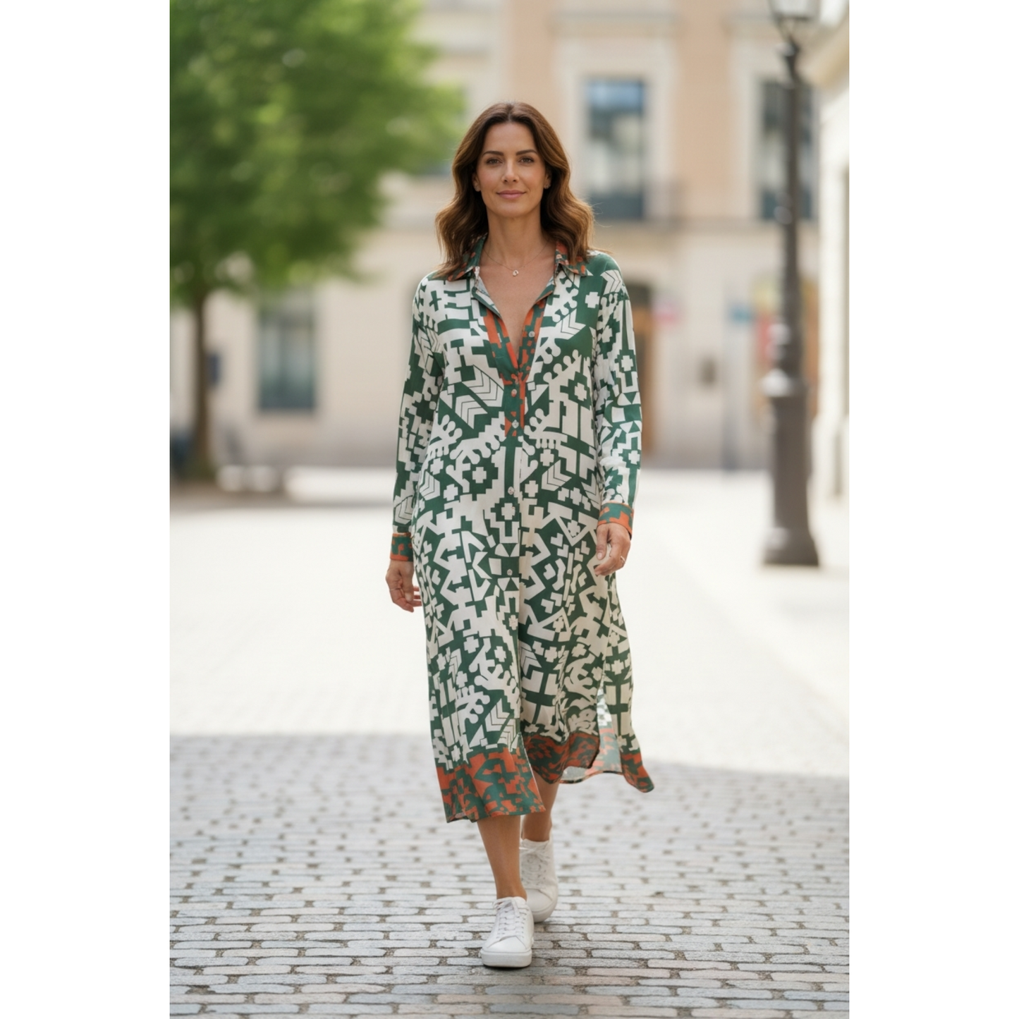 Klänning grön / vit