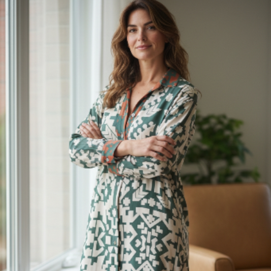 Klänning grön / vit