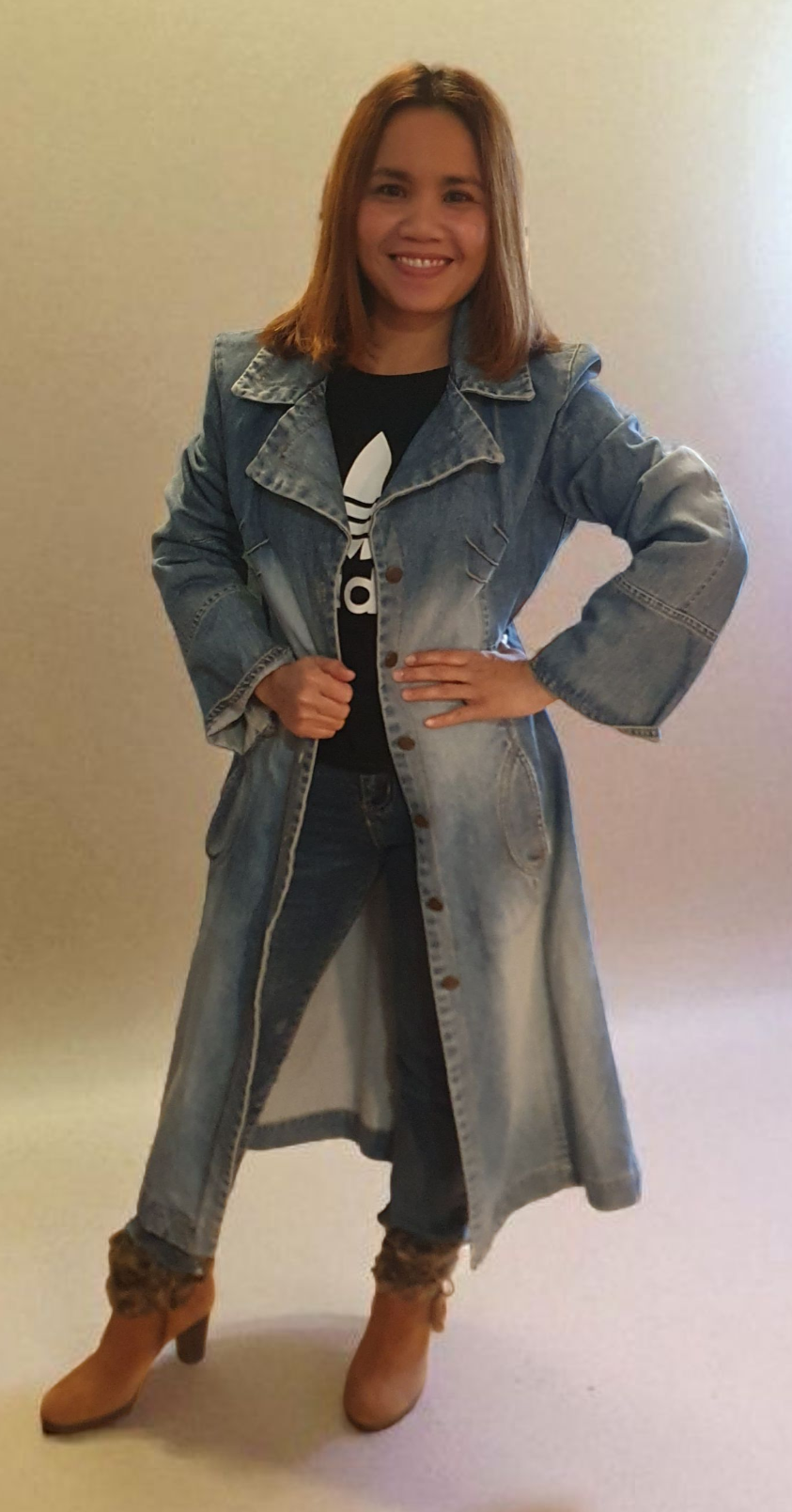 Lång jeanskappa - trendig denimlook