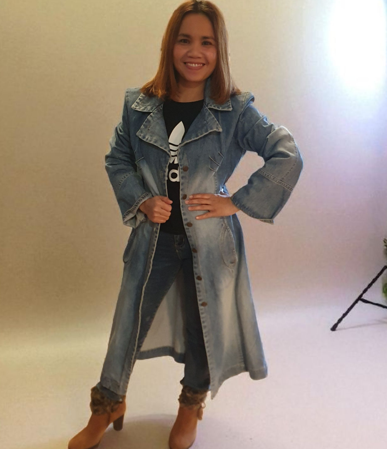 Lång jeanskappa - trendig denimlook