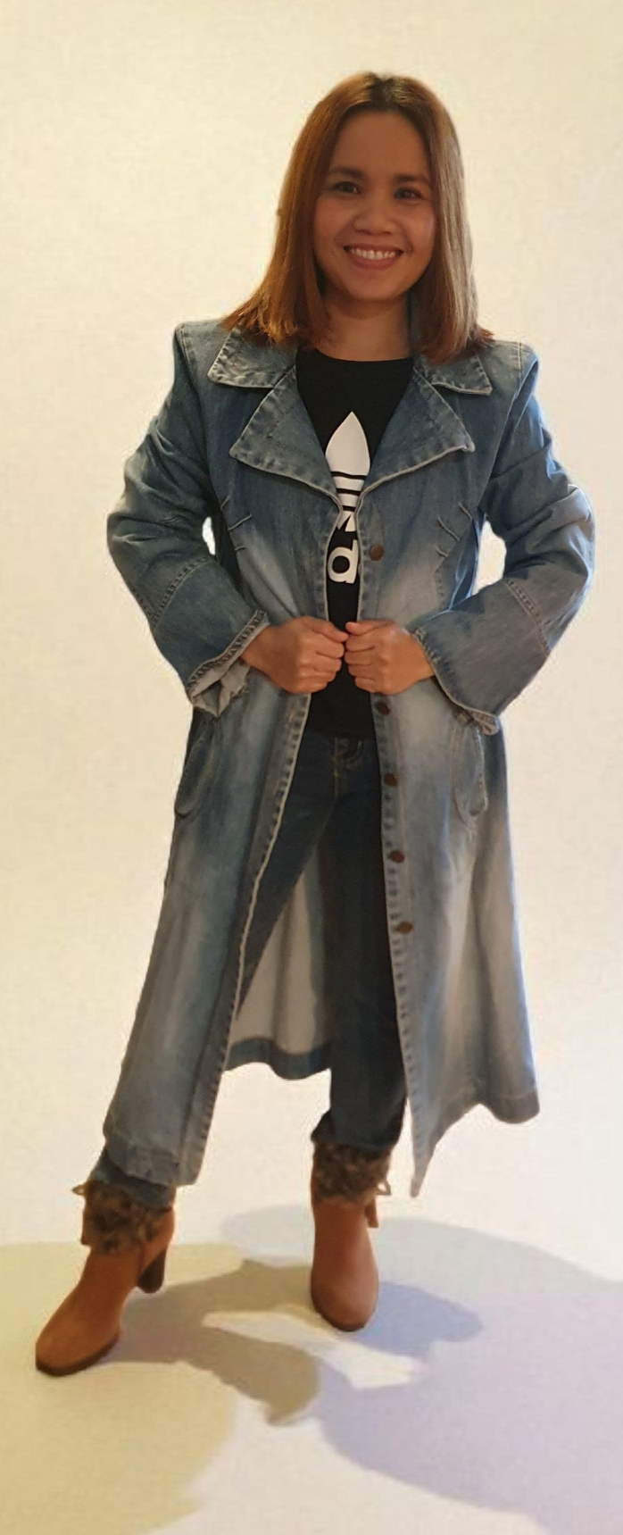 Lång jeanskappa - trendig denimlook